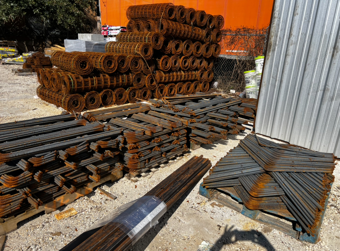 Galvez Steel Supply yard with structural steel materials